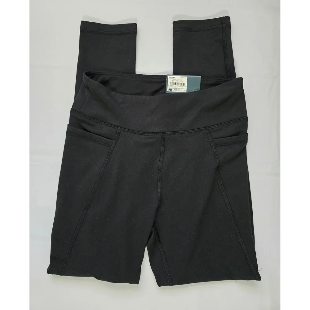 Tek Gear Girls Black Luxe Hi-Rise Perf Pocket Leggings Size M 8 NWT DG03A105RS